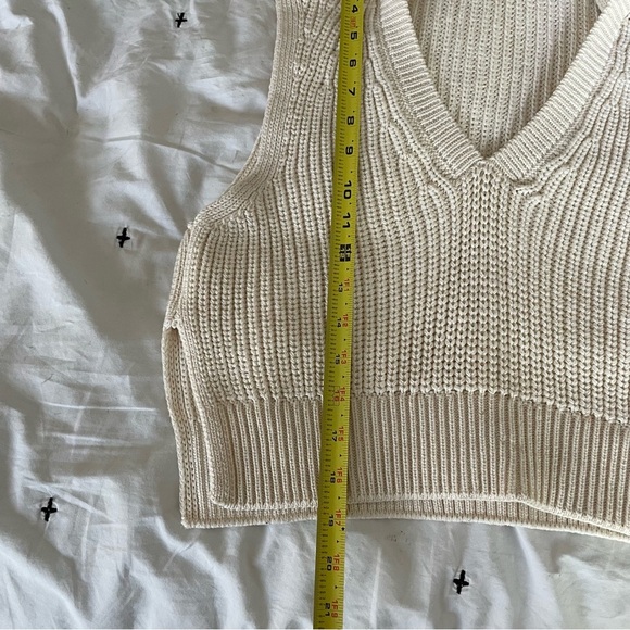 Pilcro V-Neck Hooded Sweater Vest Knit Cream sz XXS - Picture 9 of 15